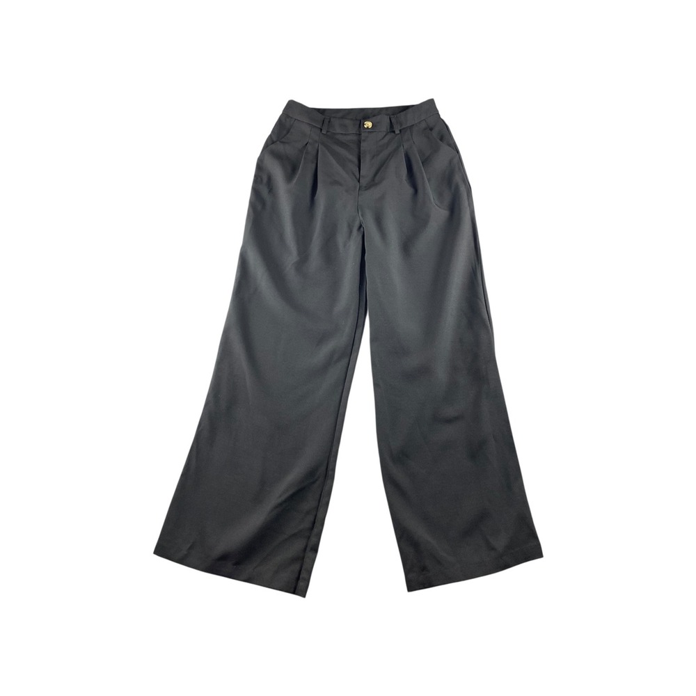 ee some Wide Leg Pleated High Waist Black Trousers Pants Women's Size L
